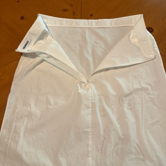 Venroy Cotton Maxi Skirt in White Sz L Floral Embroidered Side Slit Semi Sheer - Picture 9 of 15